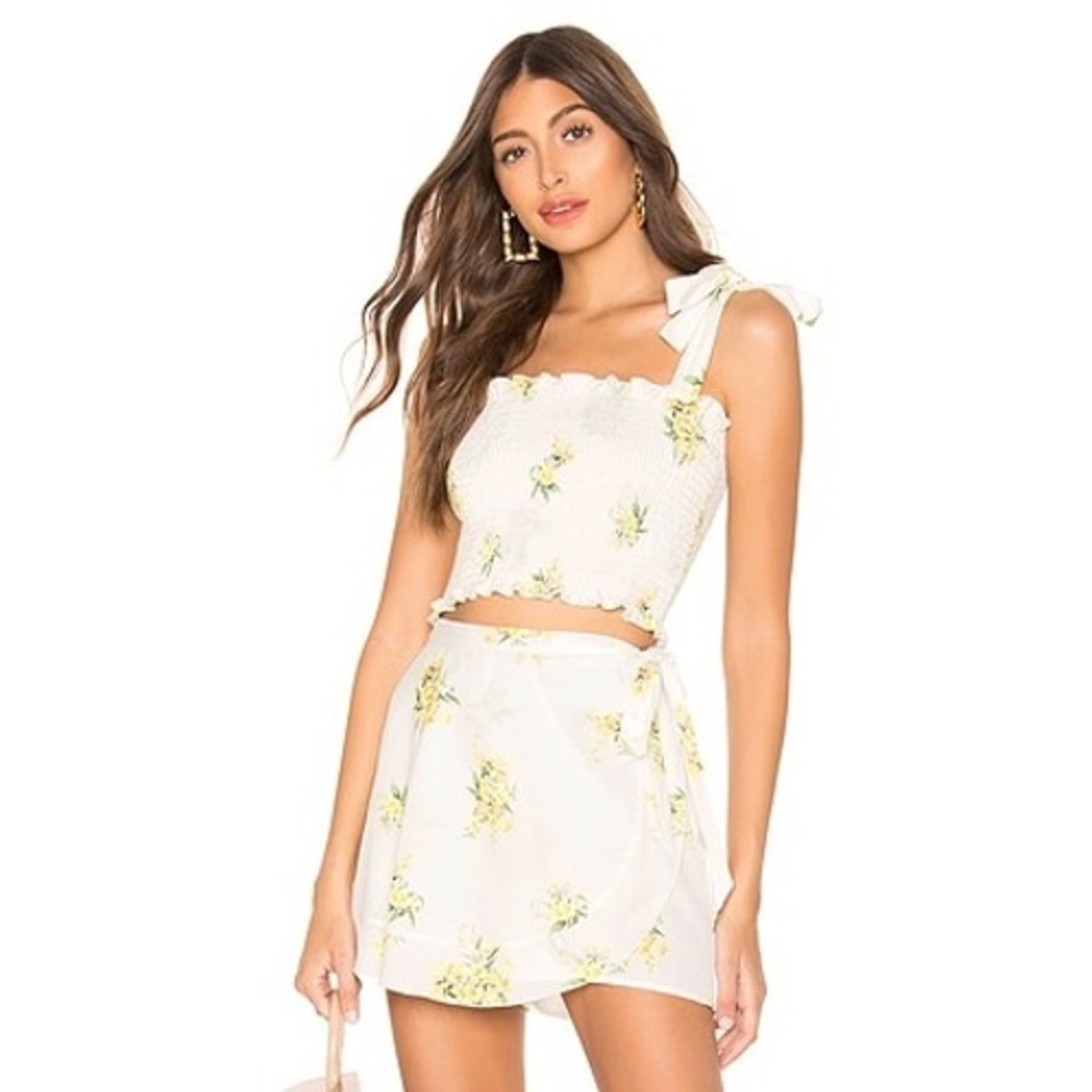 Show Me Your Mumu Antoinette Smocked Top Sunny Side Floral Yellow White, Large